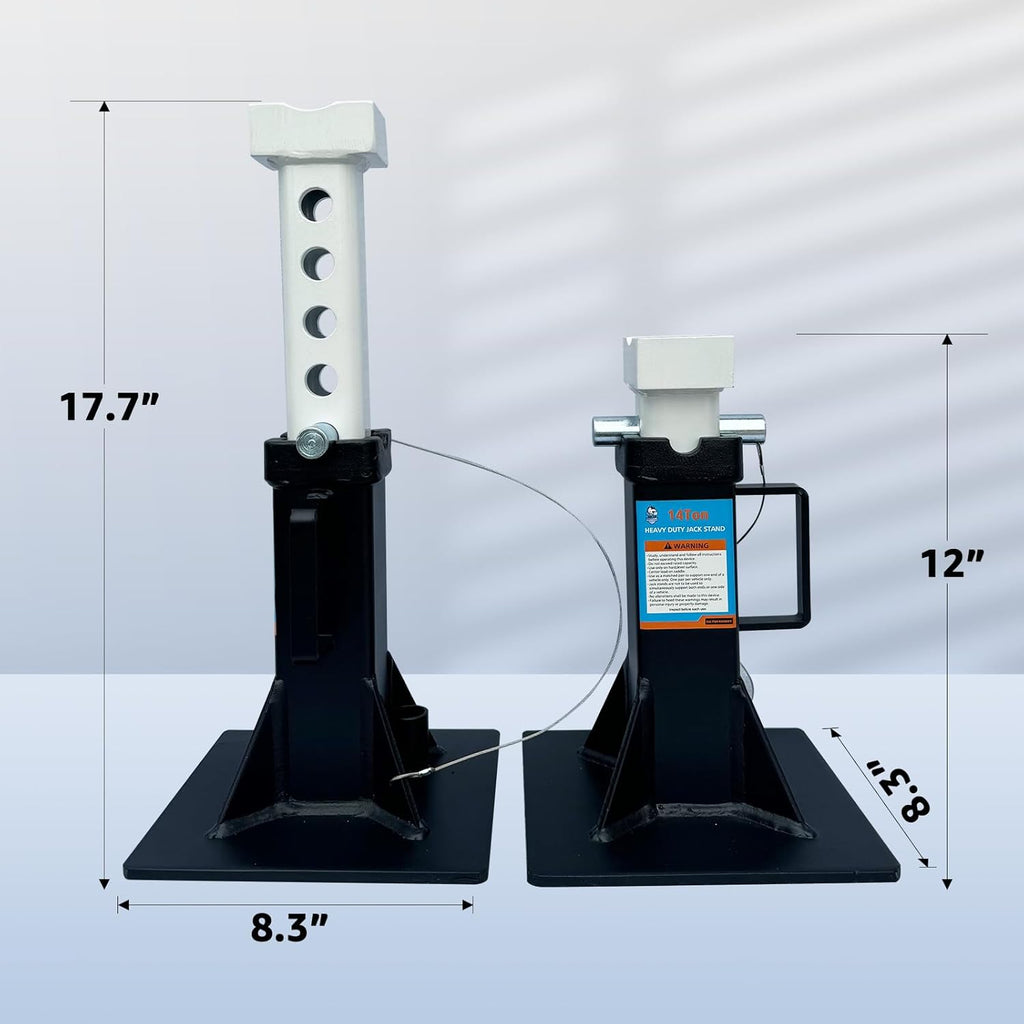 HKTE 14 Ton Jack Stands 28000 lbs Heavy Duty Car Jack Stands Adjustable 12''–17.7'' Vehicle Jack Stands Wide Base Dual Lock Steel Automotive Jack Stands for Trucks SUVs Garage,2 Pack