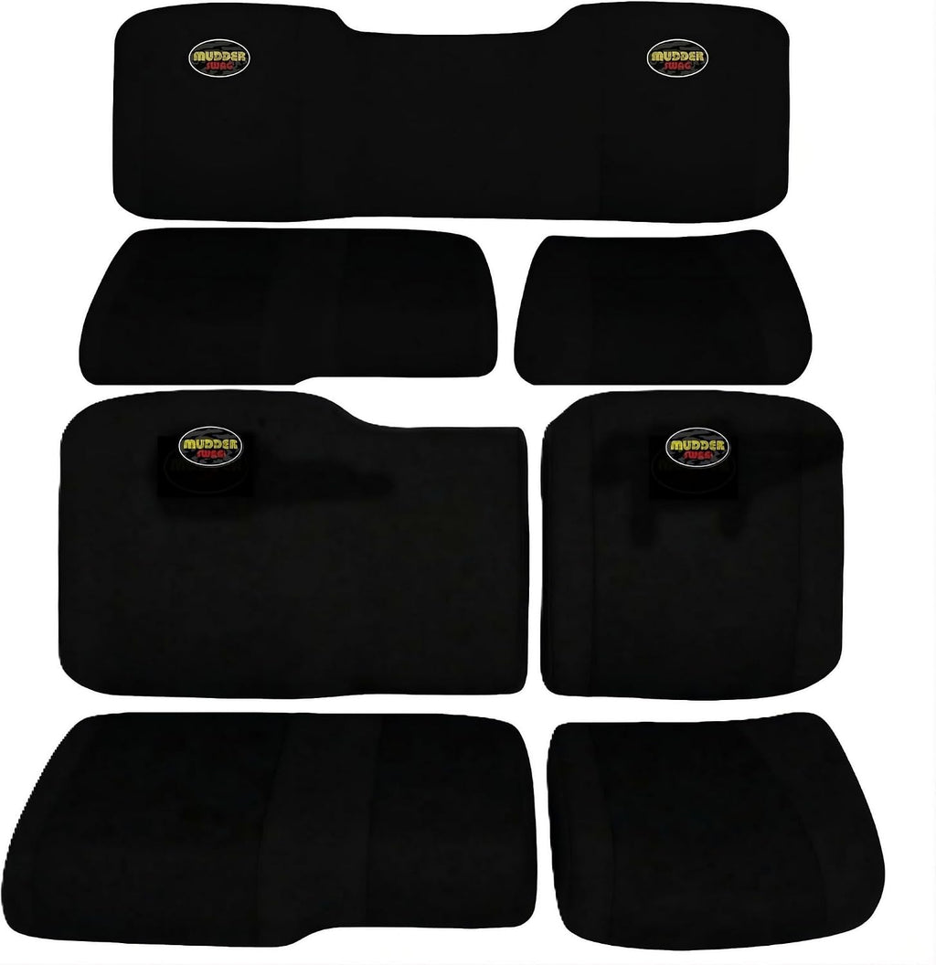 Padded Neoprene Seat Covers Compatible with Polaris Ranger Crew XP 1000 900 (2017-2026) 7pc Front + Rear Rows UTV Set, Black