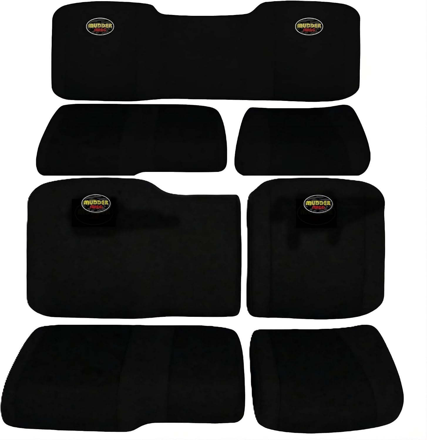 Padded Neoprene Seat Covers Compatible with Polaris Ranger Crew XP 1000 900 (2017-2026) 7pc Front + Rear Rows UTV Set, Black