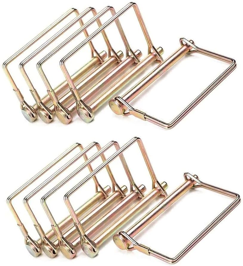10 Pcs Trailer Coupler Pin 1/4 inch Diameter 4inch Long, Heavy-Duty PTO Shaft Locking Pin Set,Trailer Hitch Locking Pin, Lawn Mower Hitch Pin Quick Release Wire Lock Pin