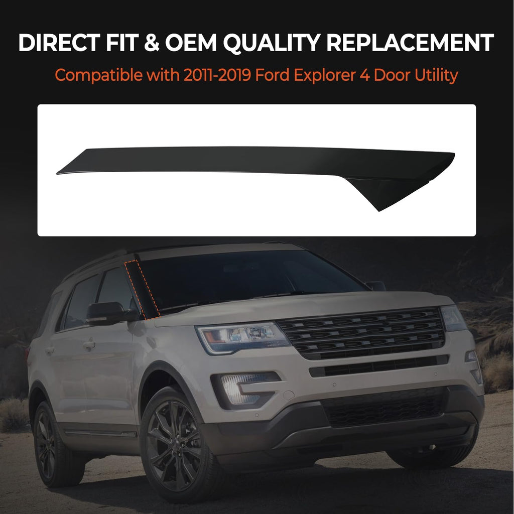 A-Pillar Molding Trim kit w/Clips Compatible with 2011-2019 Ford Explorer Right Passenger Side Outer Windshield Molding Trim Replace BB5Z-7803144-AA 926-451 BB5Z7803136AA BB5Z7803136AB BB5Z7803136BA