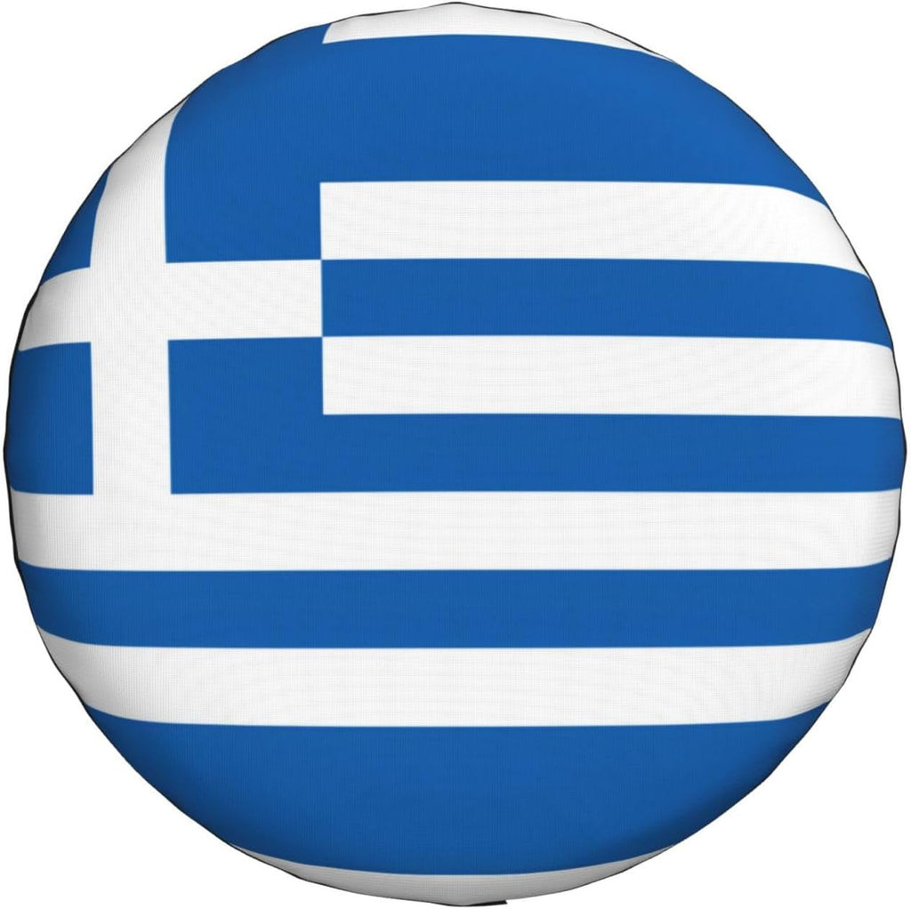 Greek Flag Print Universal Spare Tire Cover for RV, Jeep | Wheel Protector Fits Rv, Trailer, Jeep, Shield Tires From Sun, Dirt And Rain For Outdoor Storage