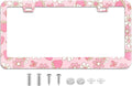 Pink Strawberry Butterfly Floral License Plate Frame Stainless Steel License by TXWWXT