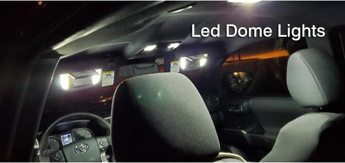 iBrightstar Super Bright LED Bulbs Package Kit Accessories Fit for Toyota Tacoma 2005-2021 Interior Map Dome Lights + Vanity Mirror Lights + License Plate Lights + Back Up Reverse Lights, White