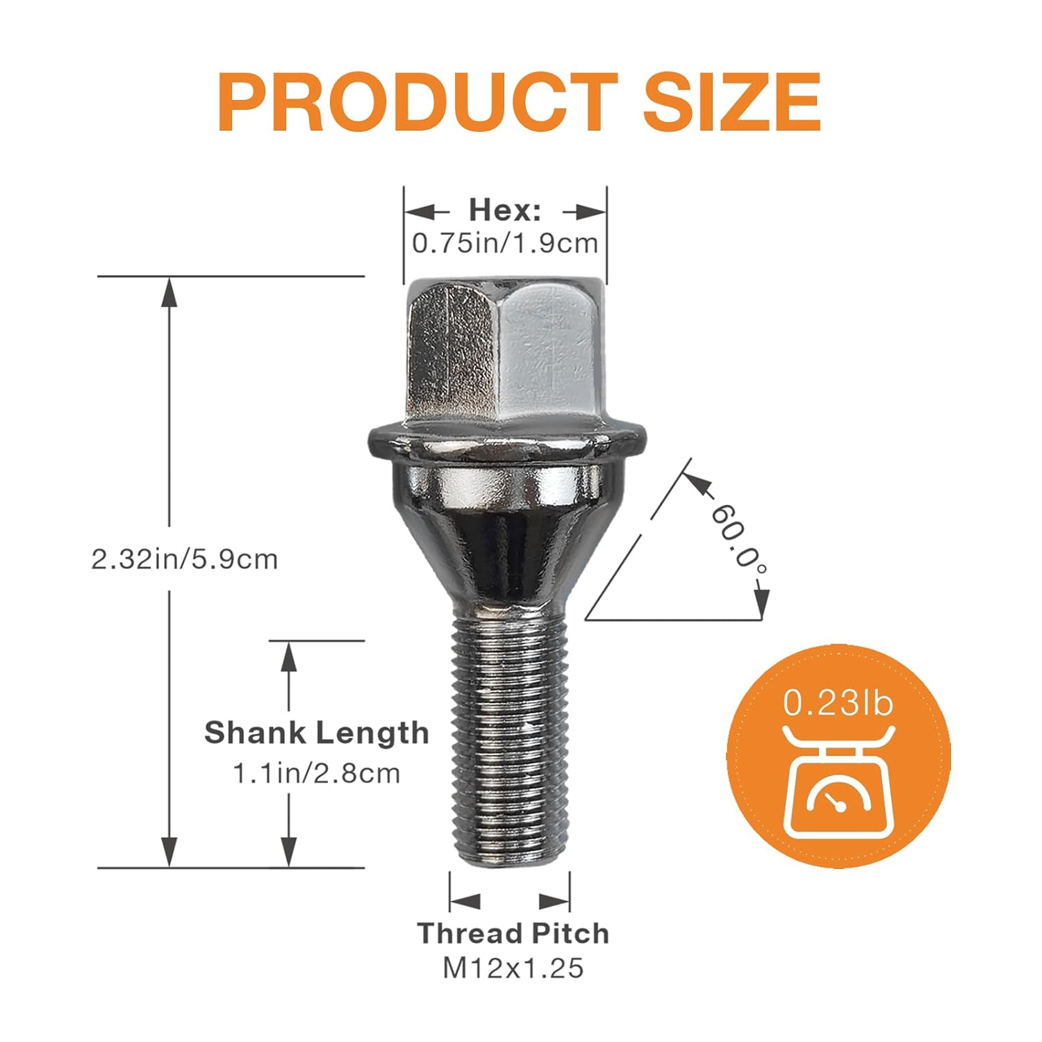 20pcs 611-005 6511051AA Wheel Lug Bolts M12x1.25 Upgrade 19mm Hex Length 28mm for 14-23 Jeep Cherokee (Sliver)