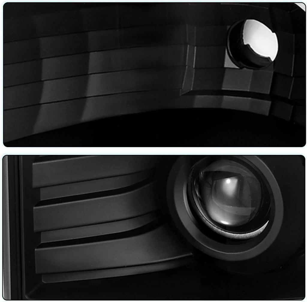 TUSDAR LED Projector Headlight Assembly Set with Bulbs for 2011 2012 2013 2014 2015 2016 Ford F250 F350 F450 F550 Driver and Passenger Side (Black Housing with Clear Reflector)