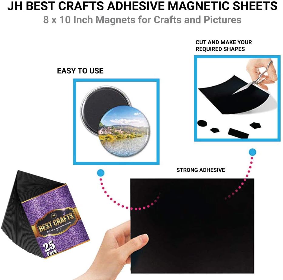 Adhesive Magnetic Sheets | Flexible Magnet with Adhesive Backing | 8 x 10 Inc...