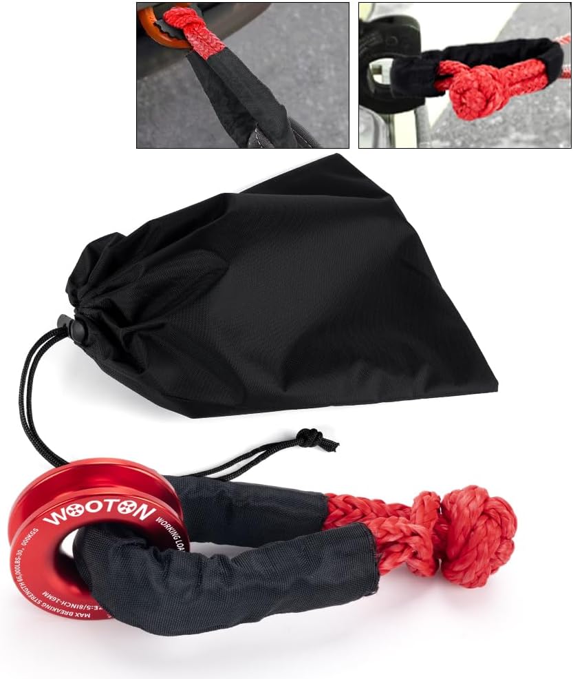 Soft Shackle & Recovery Ring Kit - 2PCS 1/2" x 22" Soft Shackles for Recovery with Aluminum Snatch Ring, 66,000 lbs Breaking Strength for ATV, UTV, SUV, Truck Off-Road Vehicle - Red