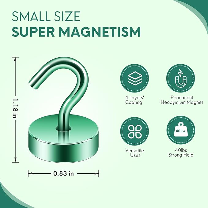 Neosmuk Magnetic Hooks, Cruise Ship Essentials, 40lb+ Heavy Duty Magnetic Hooks - Image 6