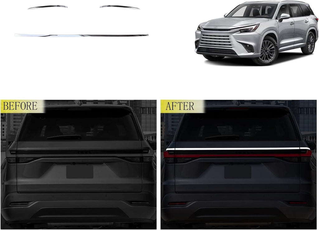 Car Accessories Compatible with Lexus TX TX350/500h/500h+ 2024 2025 2026 Rear Trunk Lid Tail Gate Cover Trim Taillight Cover Stainless Steel 3PCS(Silver)