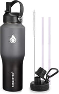 SENDESTAR Water Bottle 32oz, 2 Lids, Wide Mouth Stainless Steel Vacuum by Sendestar