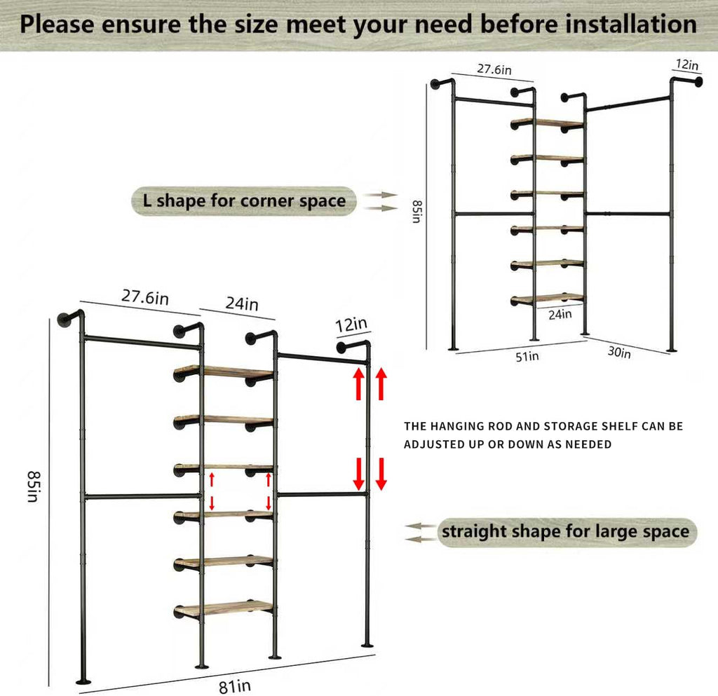 hkaikzo wall mounted closet system 85" h×81" w shown in use