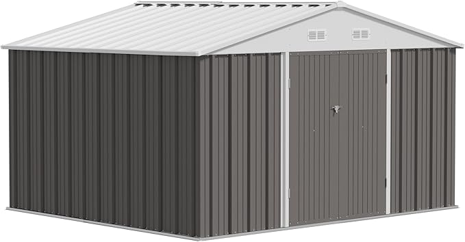 JUMMICO 8 x 10 FT Outdoor Storage Shed, Large Metal Garden Shed & Tool Sheds - Image 7