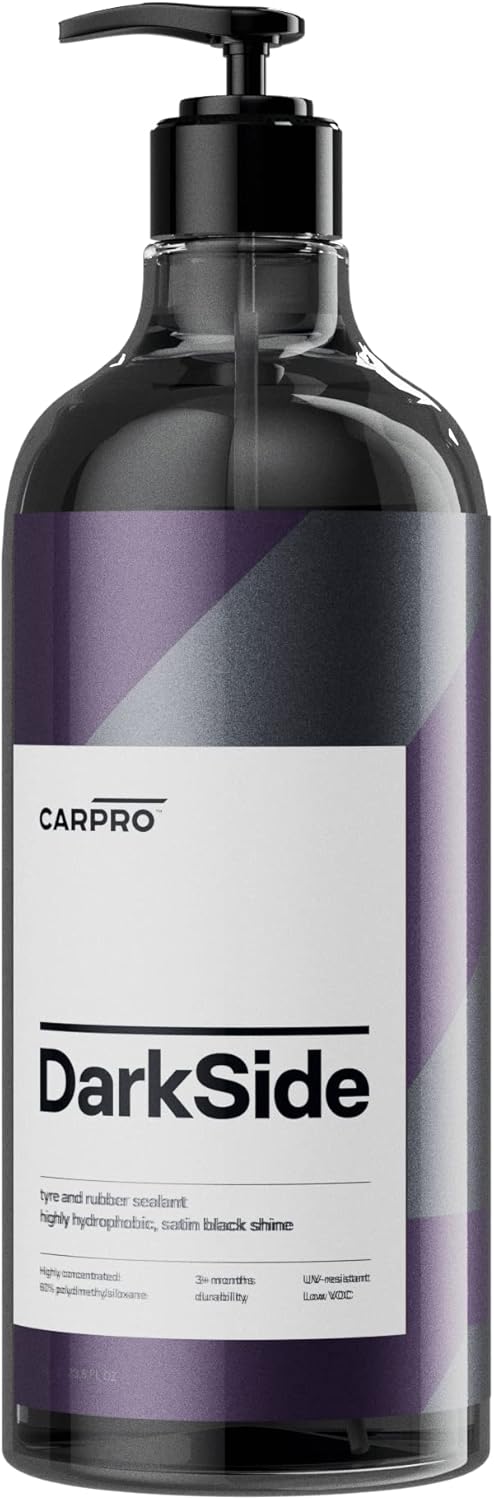 CARPRO DarkSide - Tire & Rubber Sealant, Hydrophobic & Self-Cleaning, Satin Black Shine, UV Protection, Revives Dull Faded Rubber, Ready to Use - Liter (34oz)