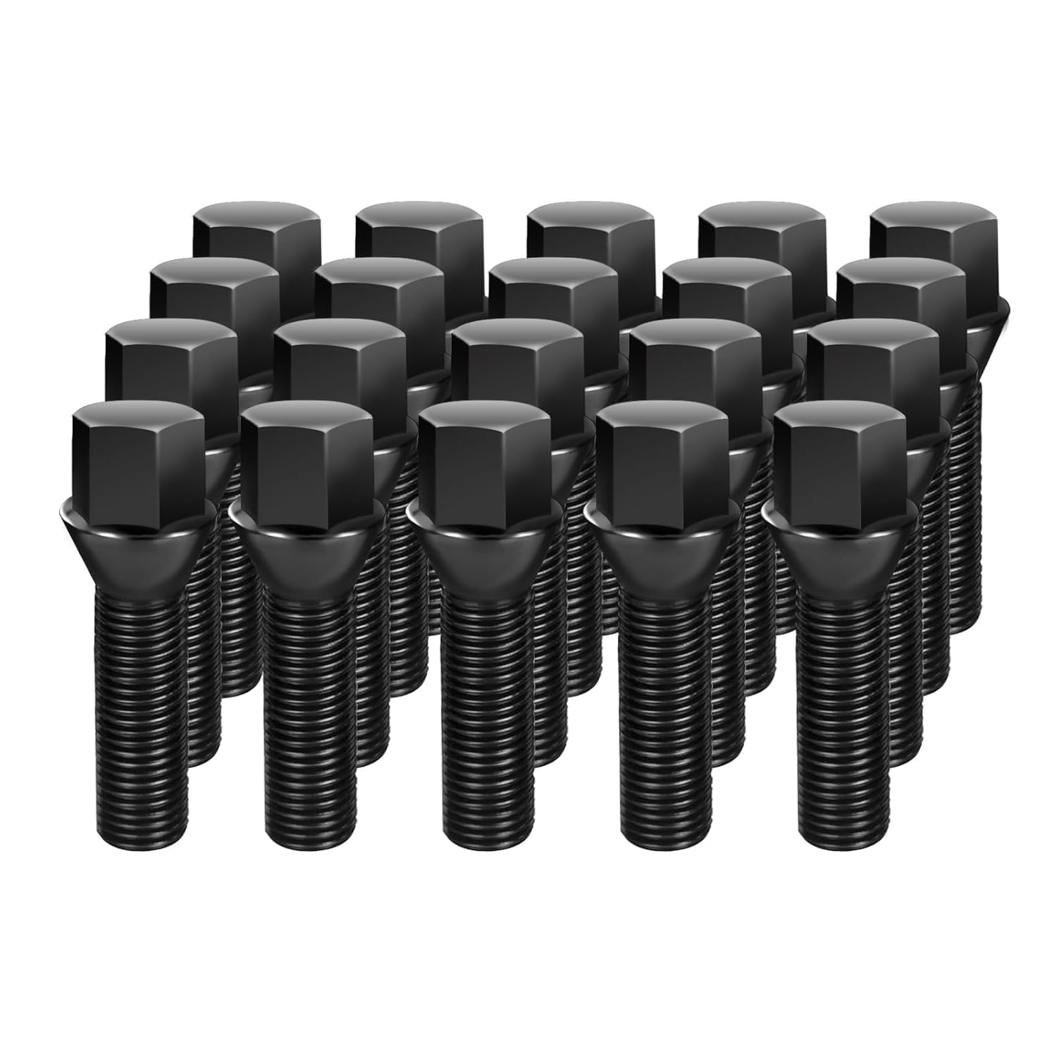 Dynofit M12x1.5 Extended Lug Bolts Compaible with BMW, 45mm Shank Conical Seat Aftermarket ET Wheel Bolts for E91 E92 E93 E88 E82, 12x1.5 one piece Design Wheel Studs for 20mm Spacer