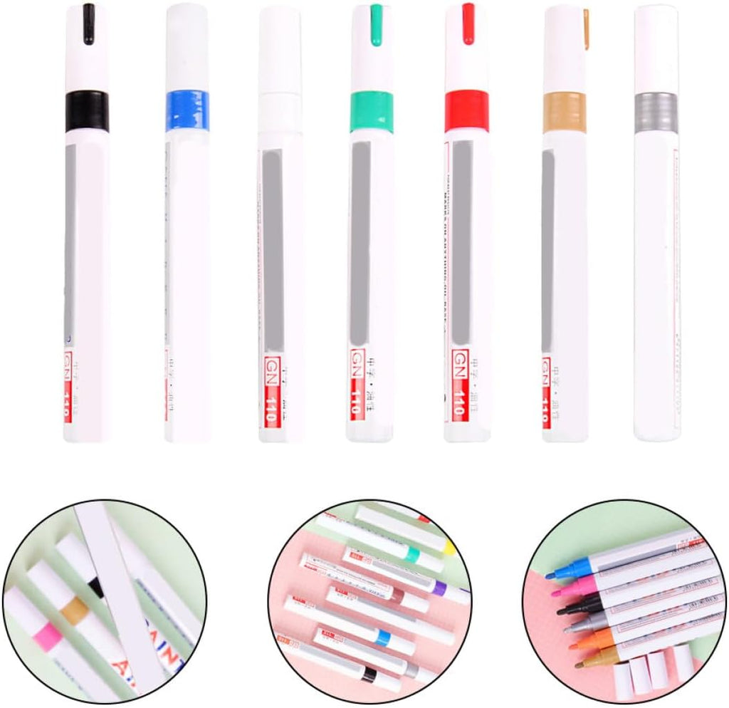 TEHAUX 7pcs Oil Based Tire Paint Pens Quick-drying Touch up Paint Markers Plastic Car Coat Pens for Waterproof Graffiti and Concealing Marks