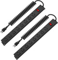 2Pack 8 Outlet Metal Wall Mount Power Strip, Mountable Outlet