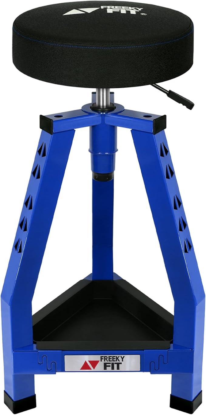 Adjustable Tall Shop Stool, Mechanics Garage Stool Chair, Work Metal Chair by FreekyFit