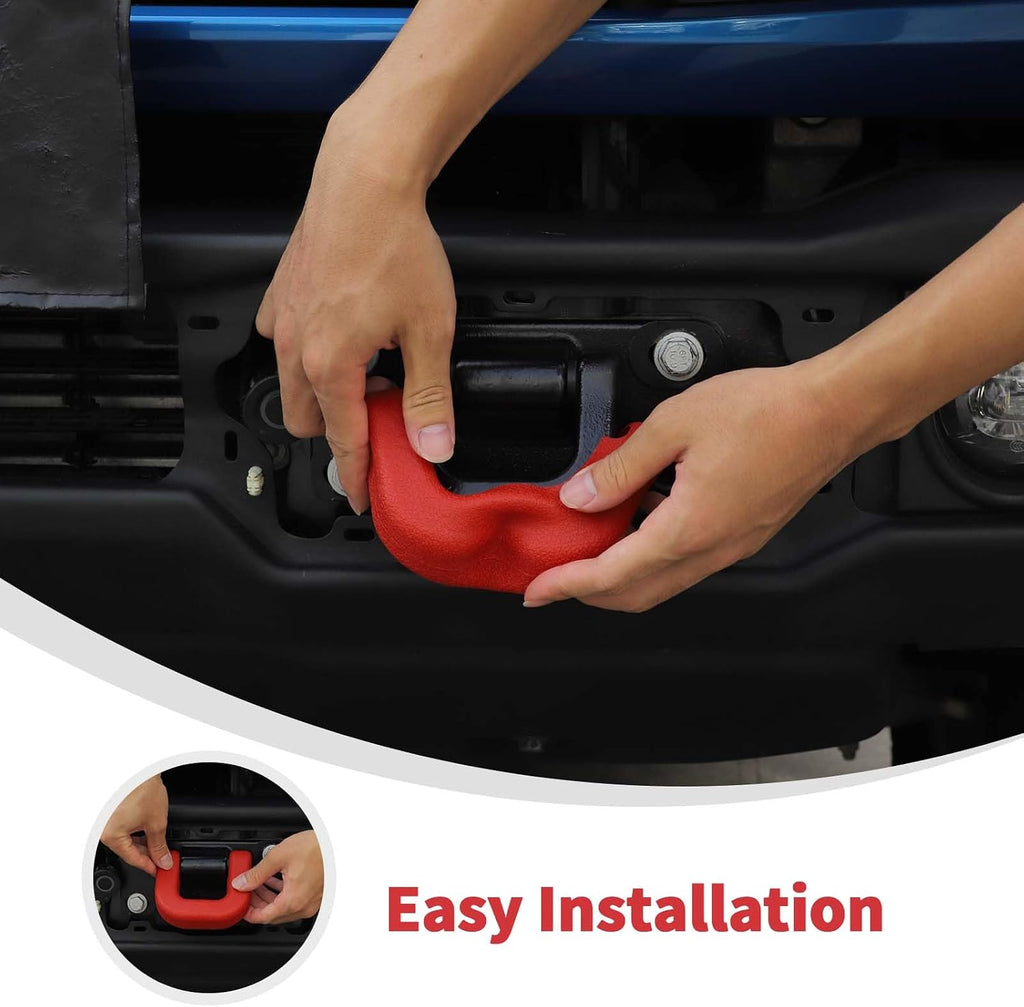 Linskip for Capable Steel Bumper Tow Hook Covers Fit for 2021-2026 Ford Bronco Accessories, Tow Hook Rubber Sleeve Protectors for Bronco Exterior Accessories(Red)