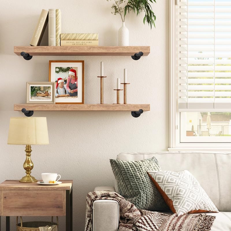6 inch black industrial pipe floating clothing rack showing dimensions