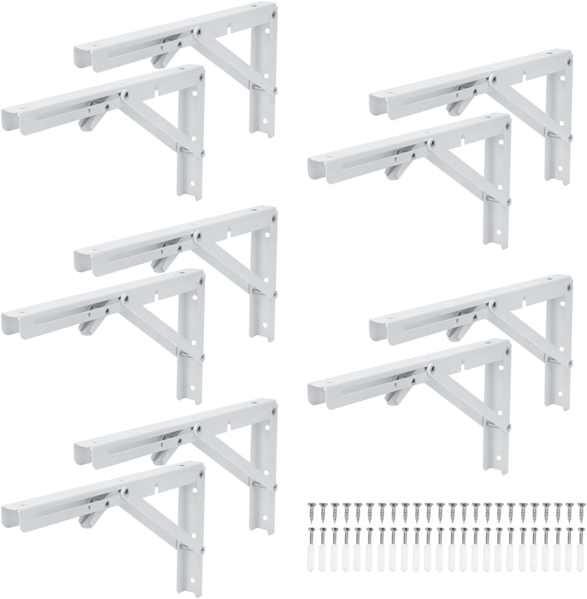 12 inch white folding shelf brackets with screw, main product view