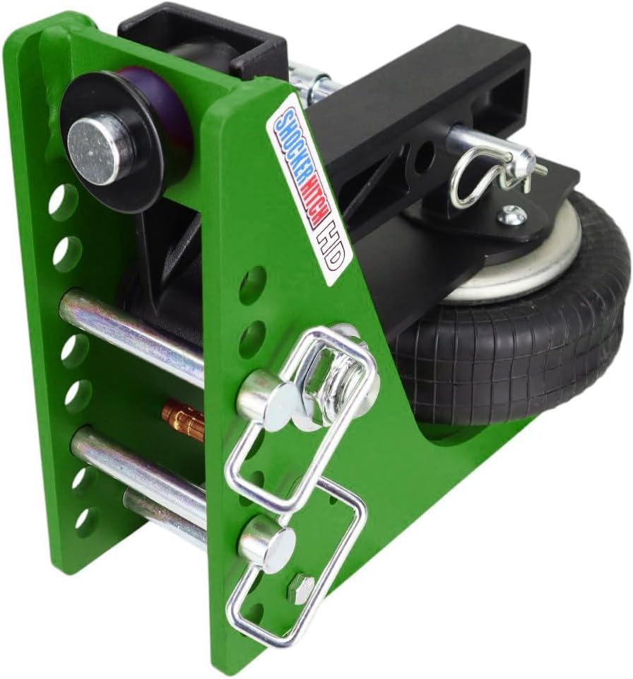 Shocker HD Mean Green Air Hitch Farm Mount Tow Kit Fits 2" Hitch, has Chrome Combo 2" & 2-5/16" Balls, Pintle, Drawbar & Clevis - 20,000 lbs