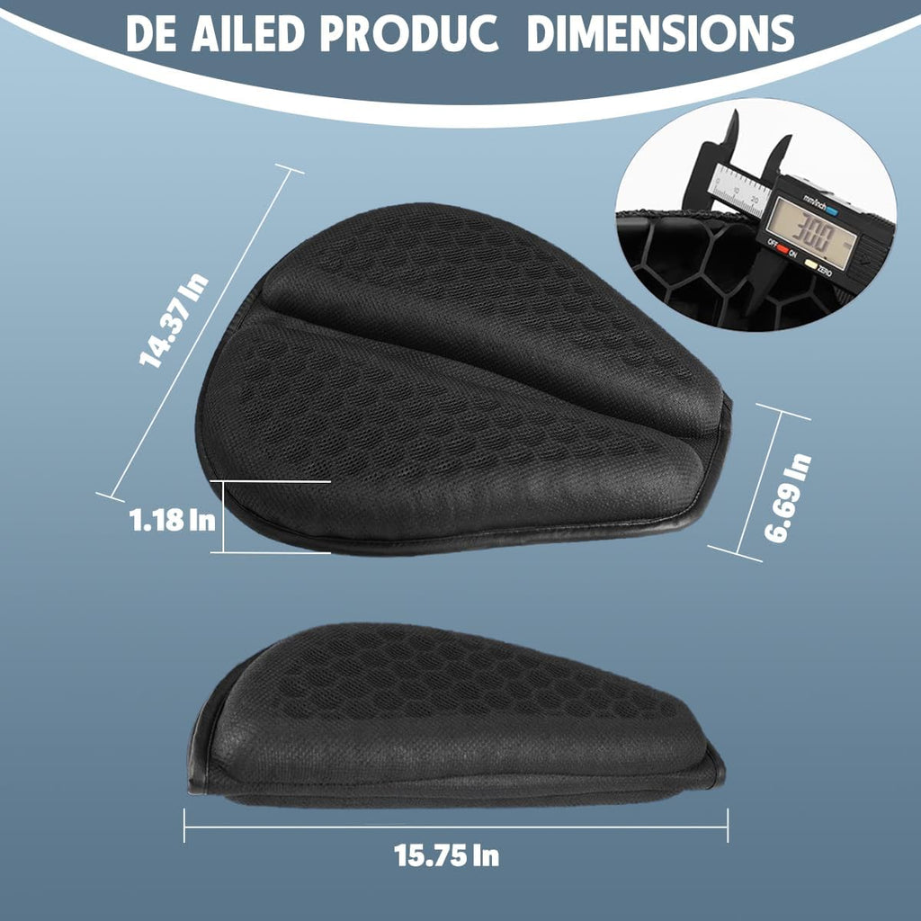 Shake Rider Cushion - Motorcycle Gel Seat Pad, 3D-Honeycomb, Shock Absorption Not Stuffy, Protecting Sensitive Areas, Relief No More Tailbone Soreness, Ride 3X Longer, Discomfort on Long Rides (1Pcs)