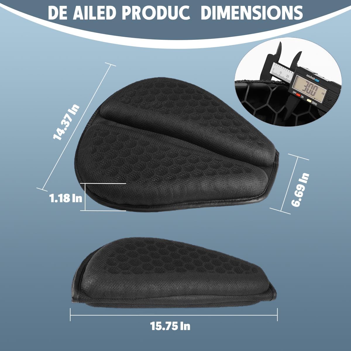 Shake Rider Cushion - Motorcycle Gel Seat Pad, 3D-Honeycomb, Shock Absorption Not Stuffy, Protecting Sensitive Areas, Relief No More Tailbone Soreness, Ride 3X Longer, Discomfort on Long Rides (1Pcs)