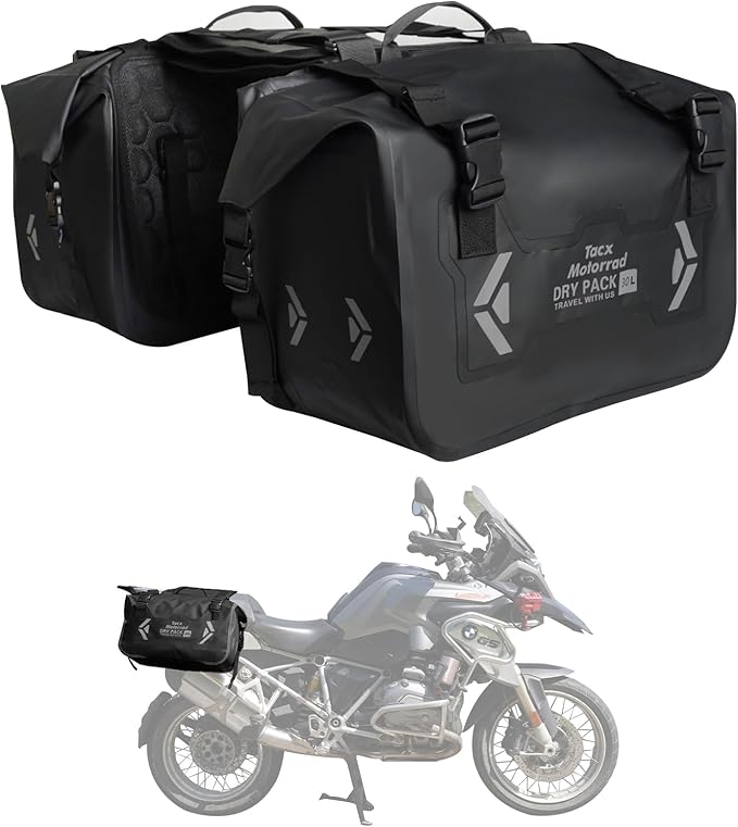 Motorcycle Saddle Bags Tail Bag, 30L Roll-top Waterproof Motor Detachable Side by TACXMOTORRAD