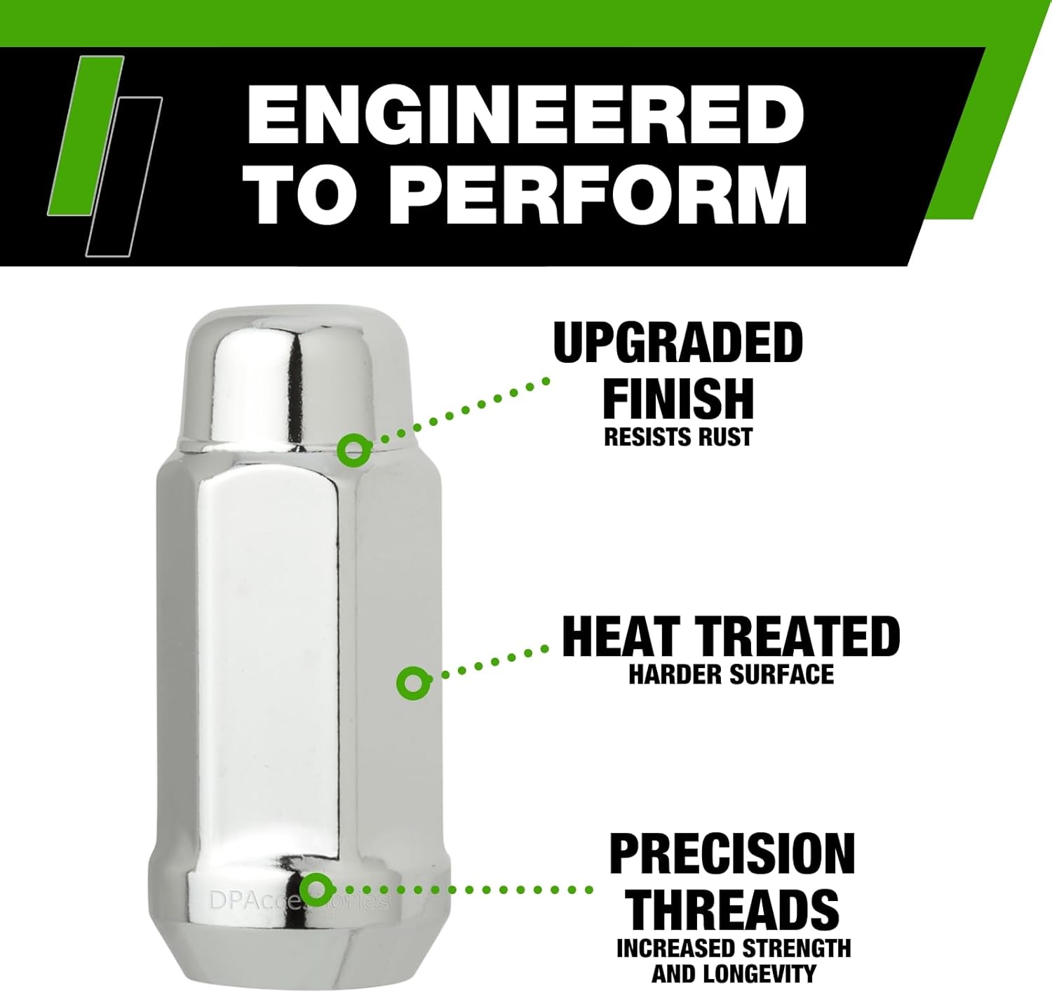 DPAccessories Chrome 1/2-20 Lug Nuts for Aftermarket Wheels - Closed End XL Bulge Acorn - 48mm (1.9") Tall - 19mm (3/4") Hex - Pack of 4 - D3312-2305/4