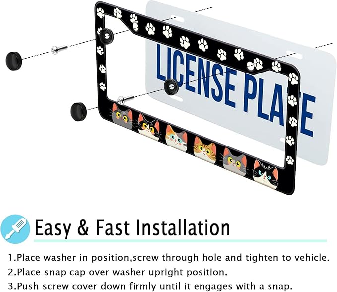 Cats Paw License Plate Frame, Cute Cartoon Cat Animal License Hloder Covers Tag - Image 7