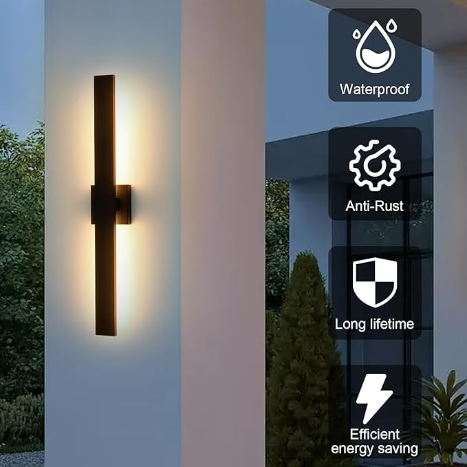 Black Modern LED Outdoor Wall Sconce 31.5" Long Outdoor Wall Lights Exterior - Image 6