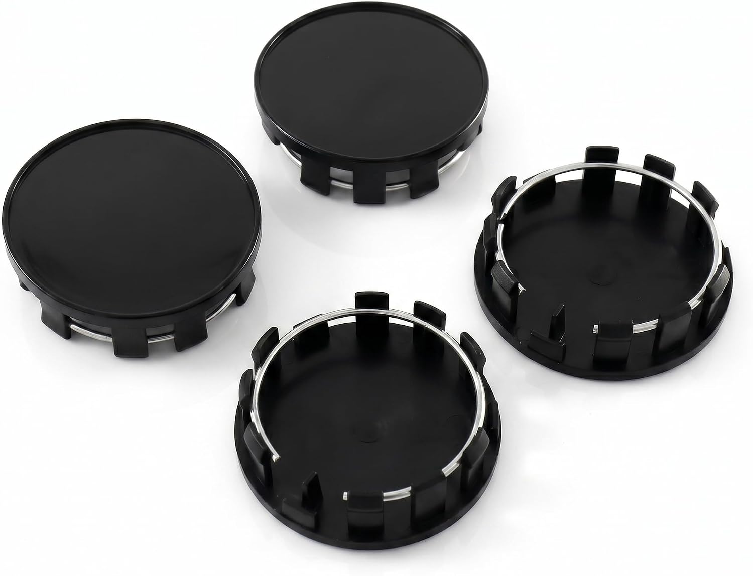 4 PCS Car Wheel Hub Center Cap, Snap-in Tight Fit ABS Hub Cover, Scratch-Resistant Sealed Rim Exterior Accessory, Universal for Most Cars, Trucks, SUVs (Black)