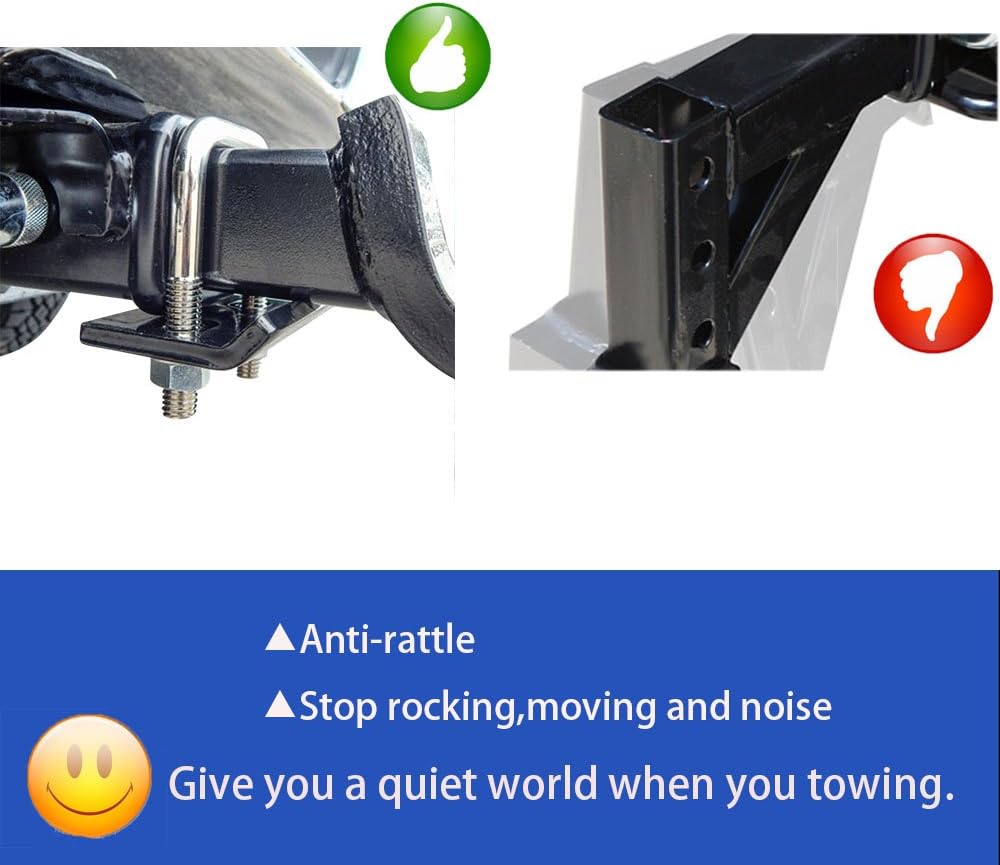 CZC AUTO Hitch Tightener, Heavy Duty Anti-Rattle Stabilizer for 1.25" and 2" Hitches, Reduce Movement from Hitch Tray Cargo Carrier Bike Rack Trailer Ball Mount, Rust Free (2 Pack, Carbon Steel)
