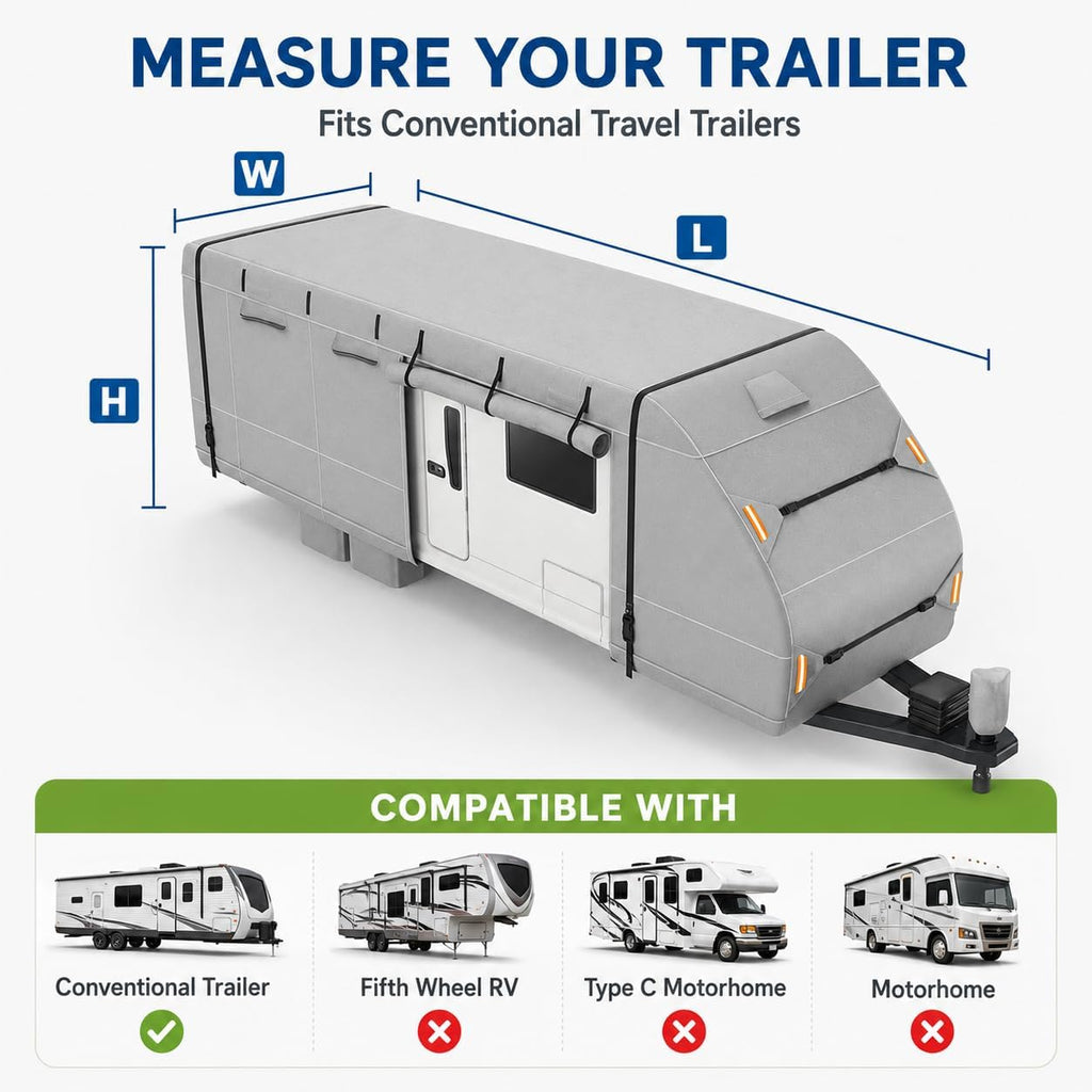 Travel Trailer RV Cover for Cruiser RV MPG 2120RB 2025-2026, Heavy Duty Camper Cover with Windproof Straps, All Weather Outdoor Storage Motorhome Cover