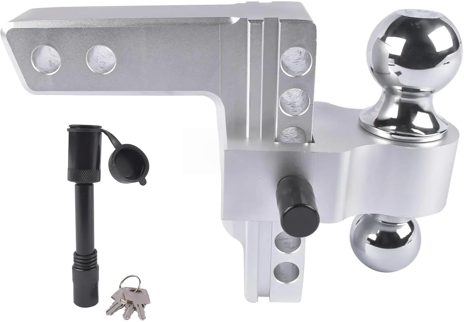 Adjustable 2" Trailer Hitch 6" Rise/Drop Dual-Ball 12500 LBS GTW with Locks