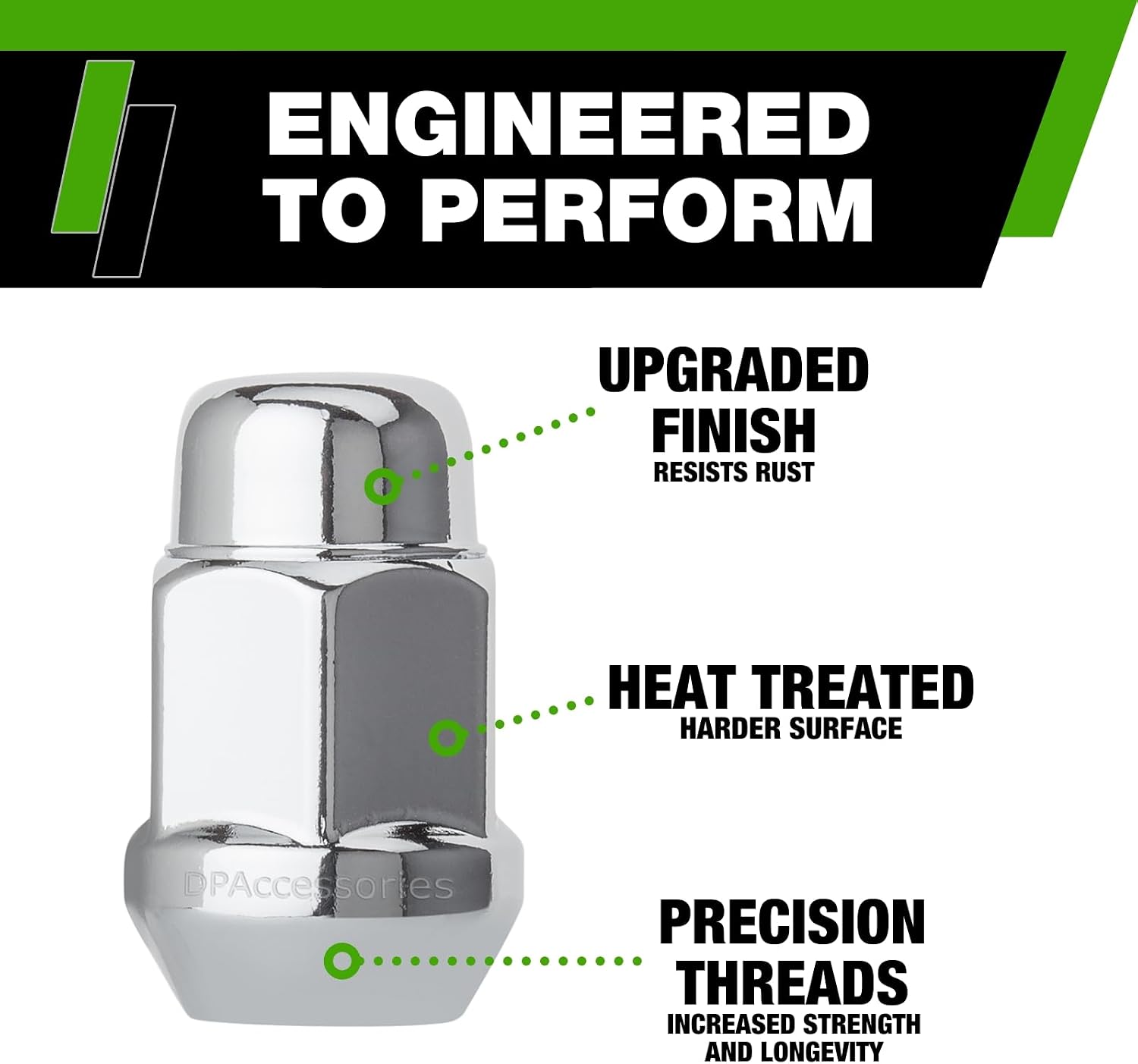 DPAccessories Chrome 1/2-20 Lug Nuts | Closed End Bulge Acorn | 36mm (1.4") Tall | 19mm (3/4") Hex | Pack of 4 | D3112-HT-2305/4