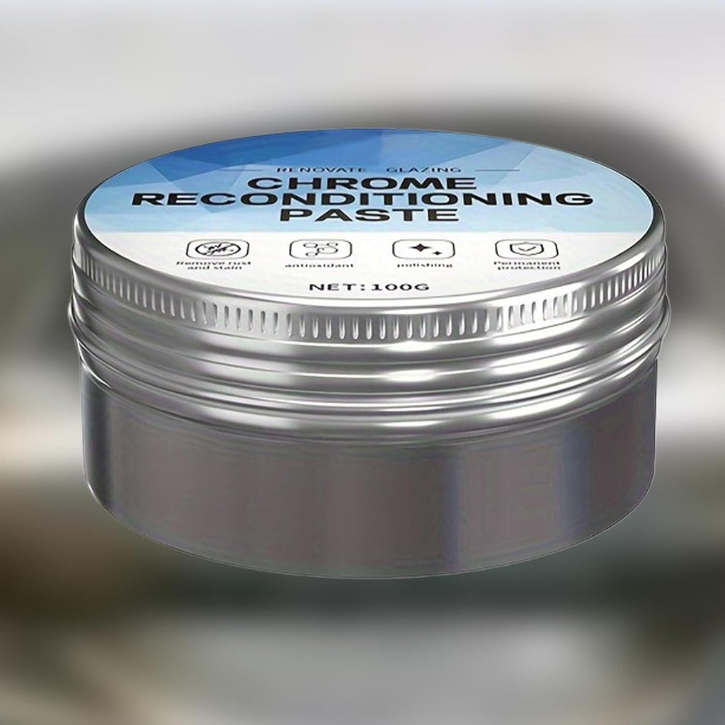 Chrome Polished Scratch Remover, 100g Reconditioning Paste with Repair Wax, Aluminum and Stainless Steel Cleaning Agent for Vehicle, Home, Garage, Workshop Use
