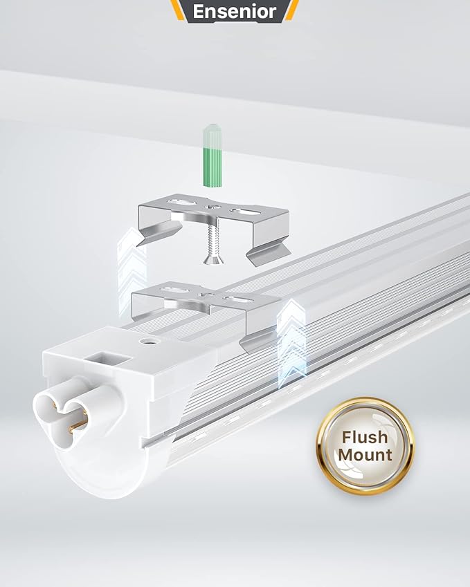Ensenior 6 Pack 8 FT Led Shop Lights, 5000K Daylight, 10000LM Super Bright - Image 6
