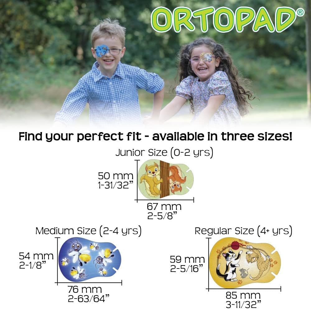 ortopad® girls adhesive eye patches, 50/bx, ice cream shown in use