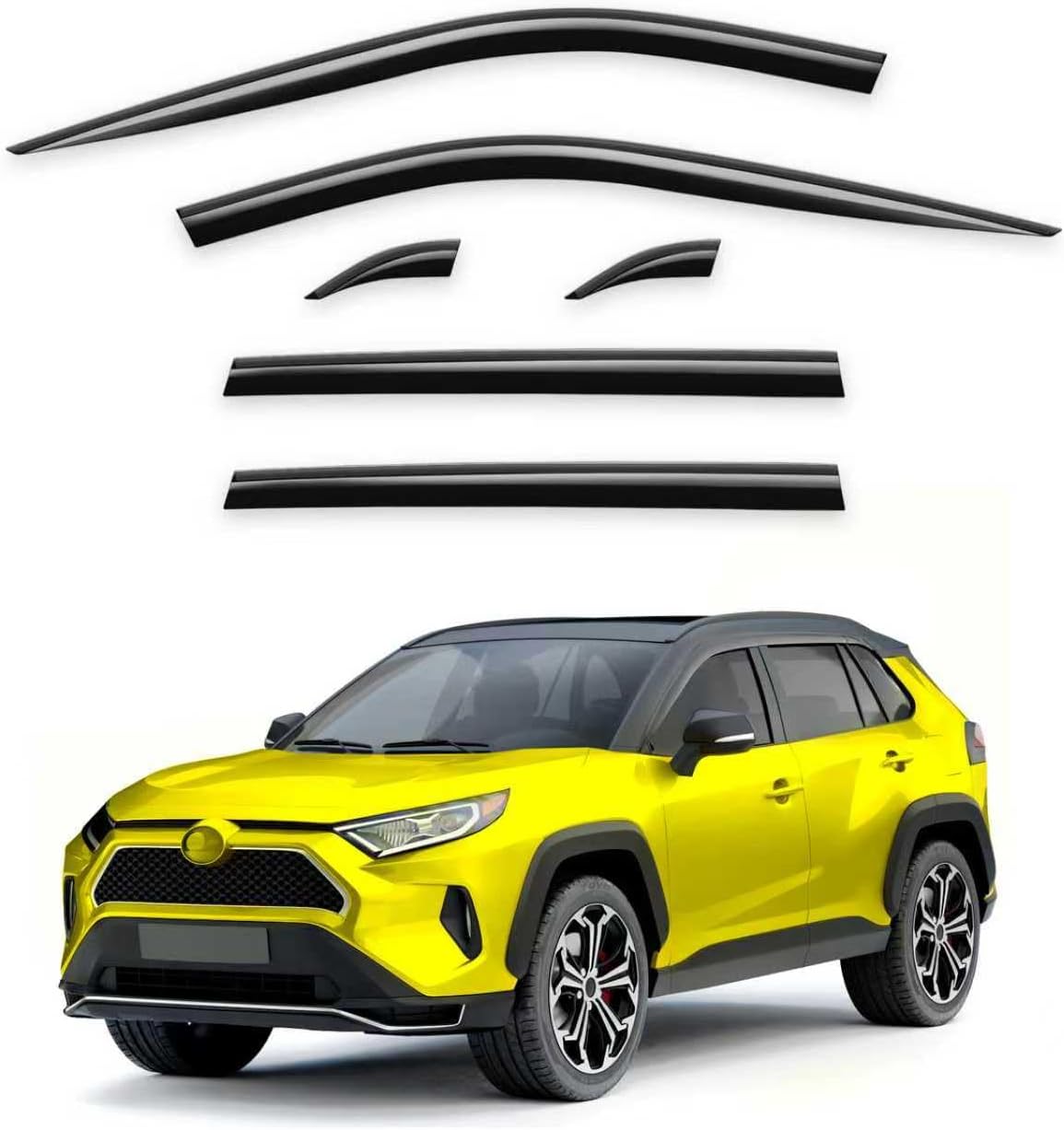 Tape-On Window Rain Guards Fit for Toyota RAV4 2019-2025 Extra Durable Window