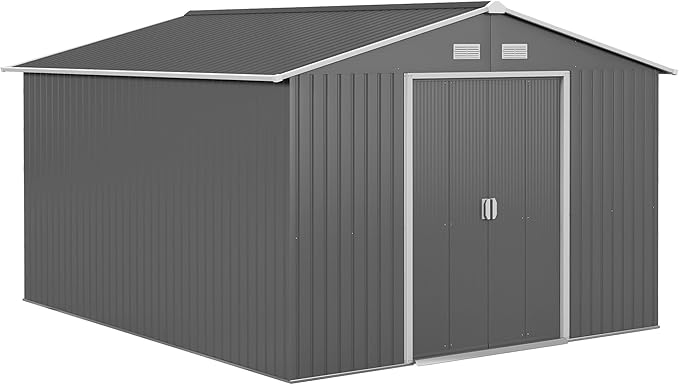 Outsunny 11' x 9' Outdoor Storage Shed, Garden Tool Metal Shed by Outsunny