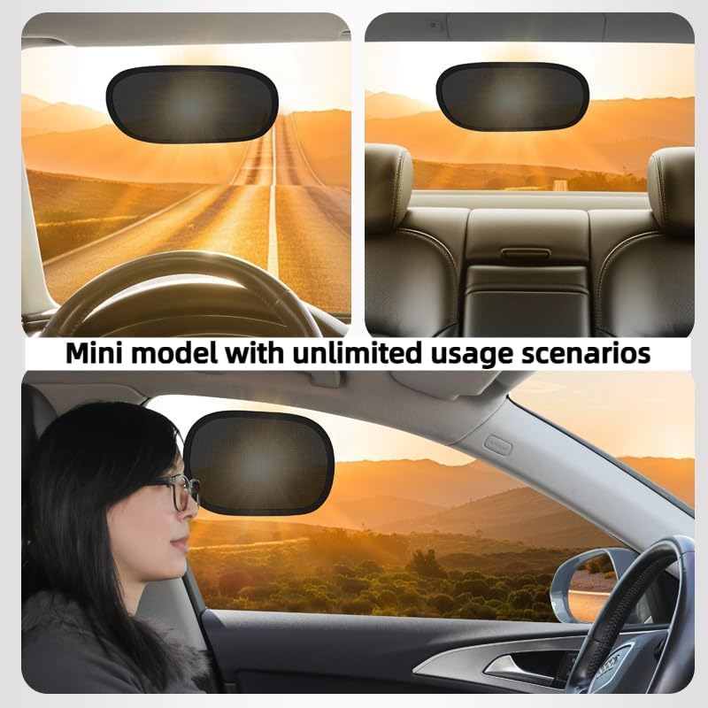 2 Pack Mini Static Cling Car Window Sun Shades, Sun Protection Heat Insulation Sun Glare Blocker, Static Stick-on Auto Window Visor for Baby, Car Side Window Sun Protection Accessories
