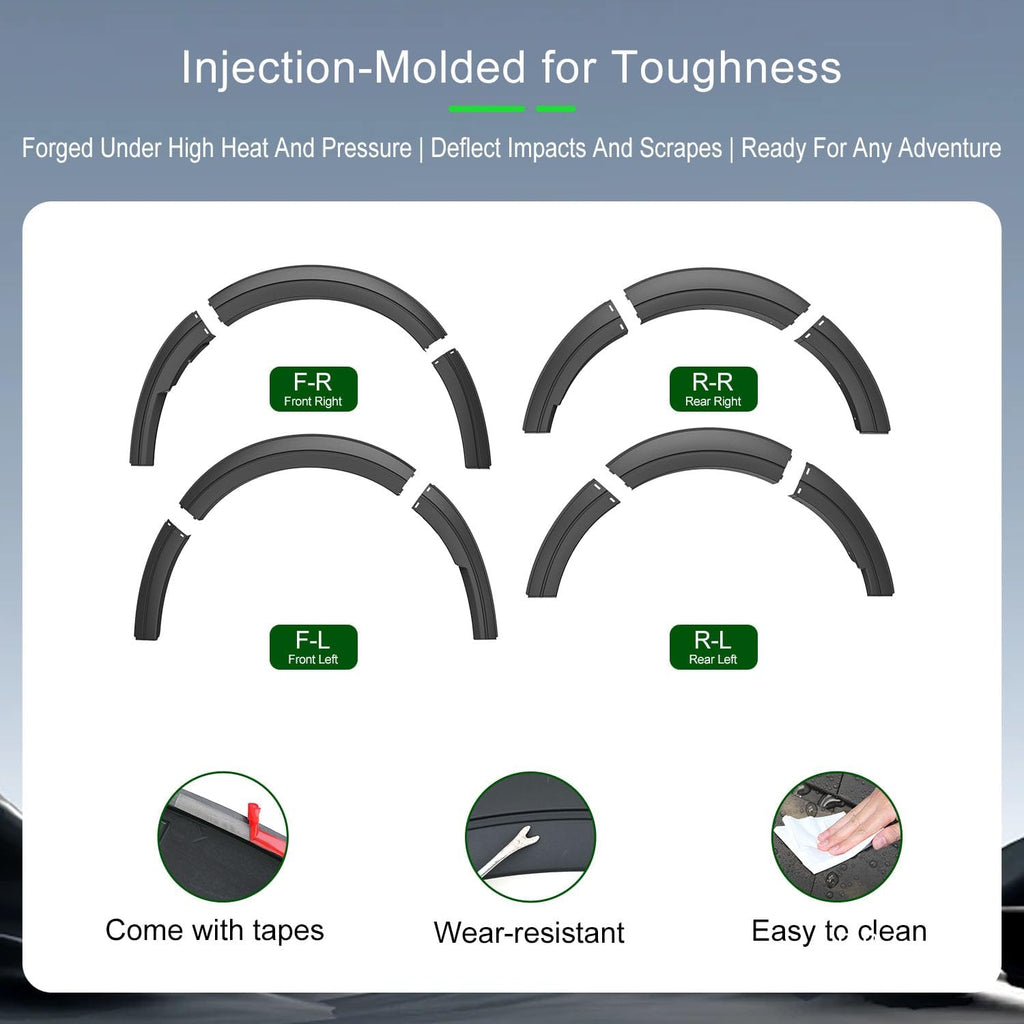 xipoqix Three-section Fender Flares Compatible with 2022-2025 Ford Maverick 12PCS Wheel Brow PP Wheel Trim Strips Replacement for 2022-2025 Ford Maverick Accessories