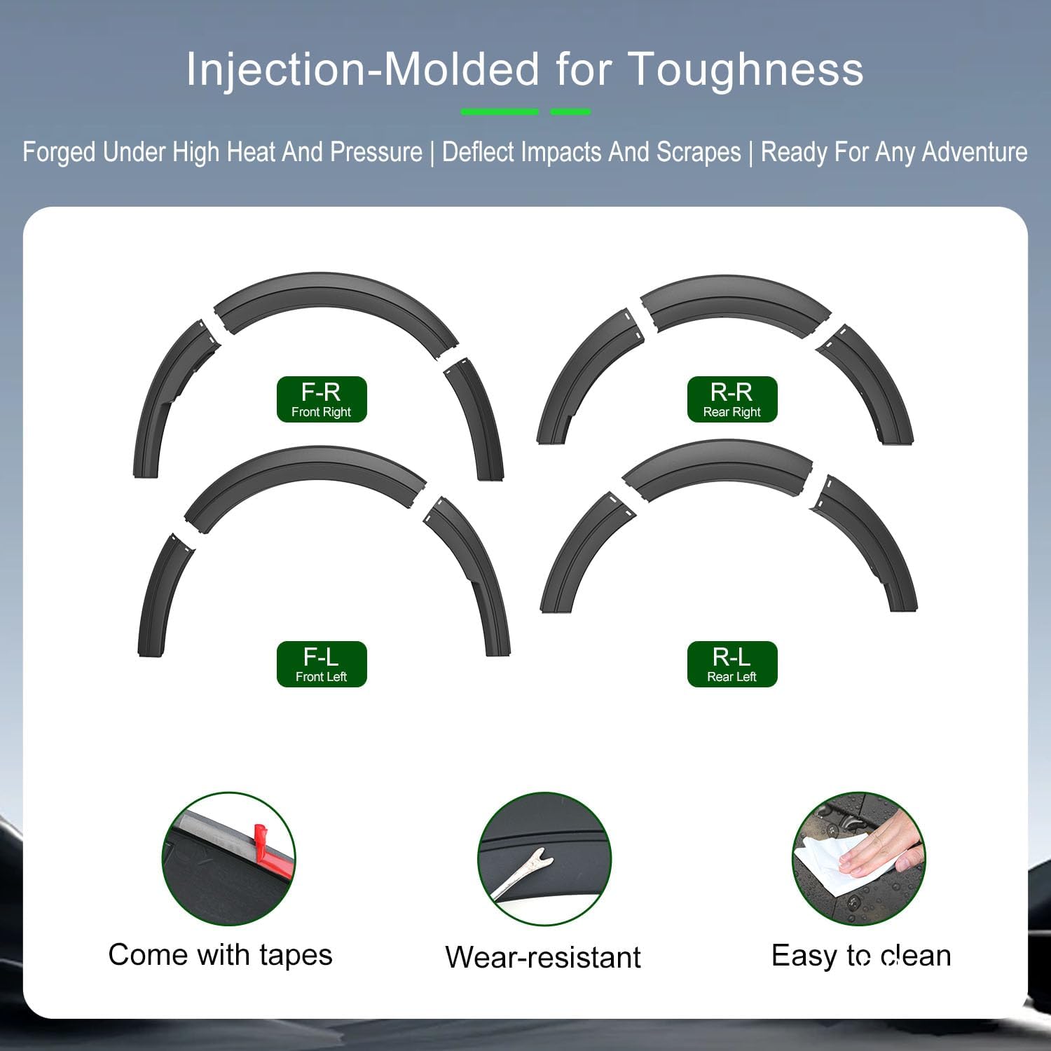 xipoqix Three-section Fender Flares Compatible with 2022-2025 Ford Maverick 12PCS Wheel Brow PP Wheel Trim Strips Replacement for 2022-2025 Ford Maverick Accessories