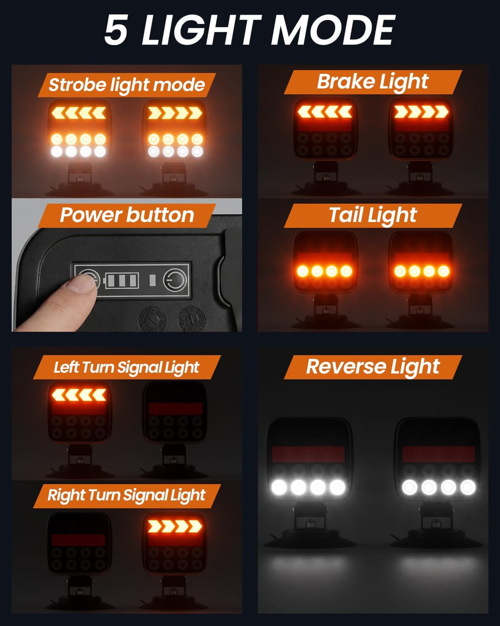 wireless trailer lights usb-c magnetic tail lights upgraded showing dimensions