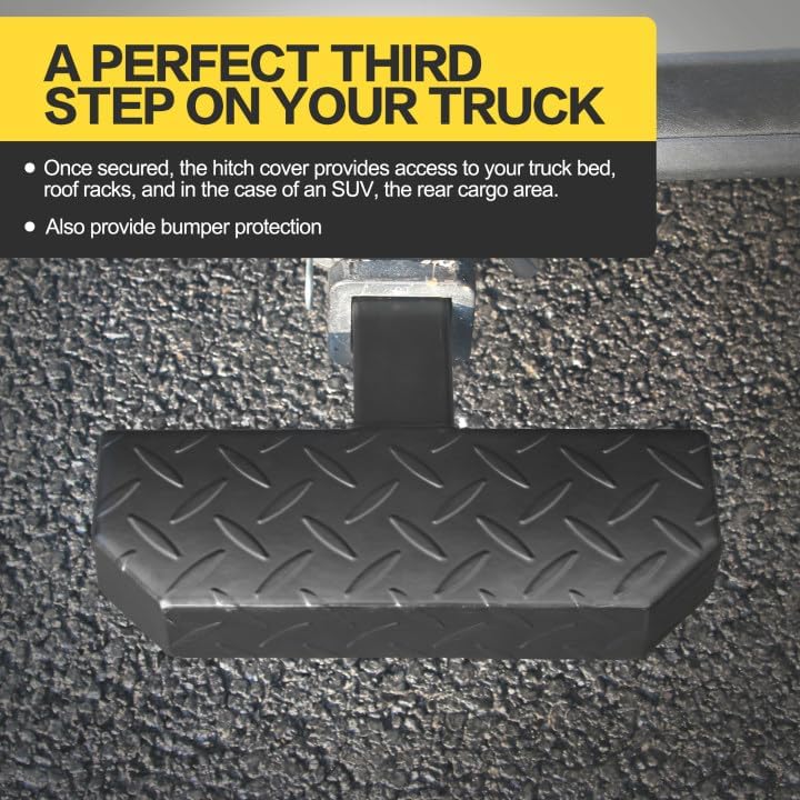 KAYCENTOP Universal Hitch Step 2 Inch Receiver, Anti Slip Tow Bumper Step Guard, Black Tow HitchSteps for Pickup Truck Car SUV with Pin, Weight Capacity 600 LBS