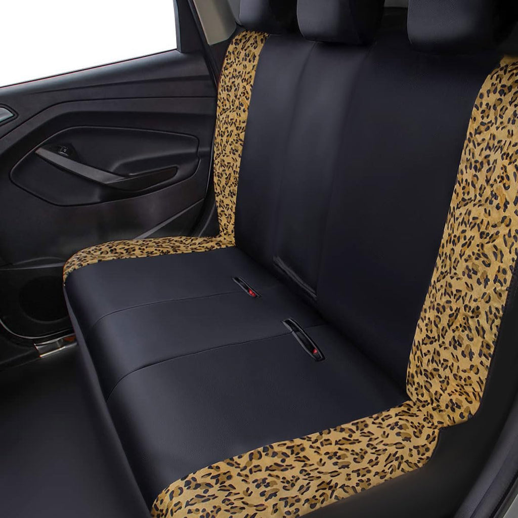 flying banner car seat covers protects leopard printing, close-up detail