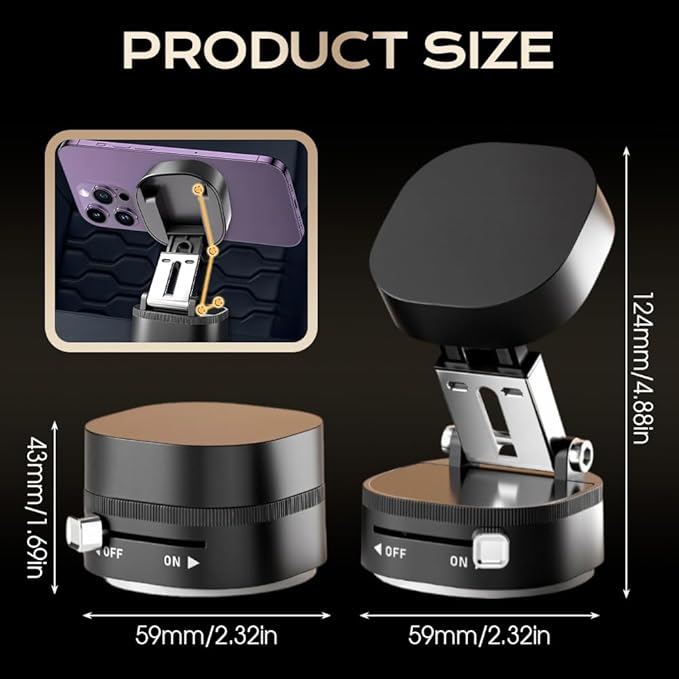 360° Adjustable Vacuum Magnetic Phone Holder, Upgraded Strong Suction Portable - Image 4