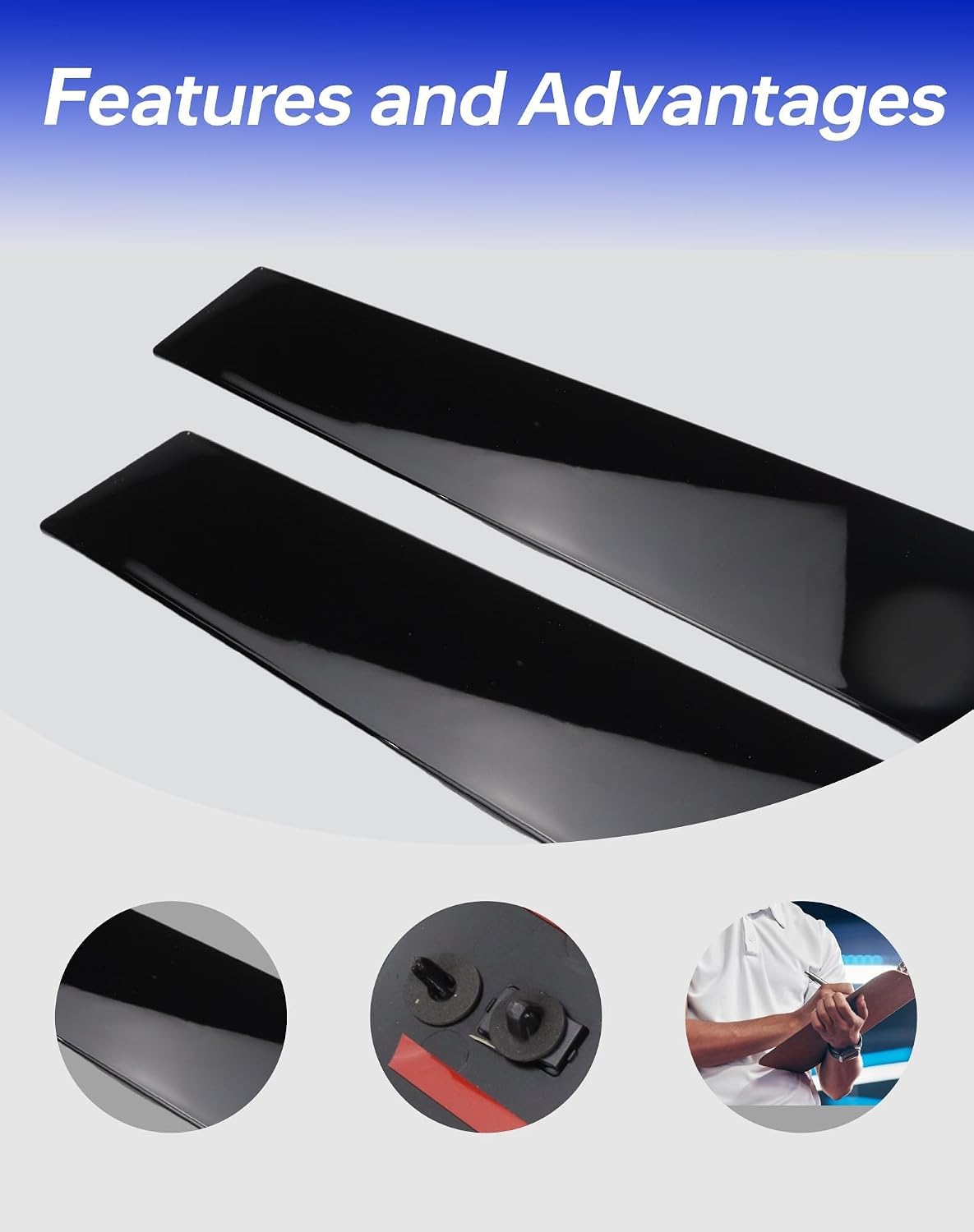 Flecto 926-449 B Pillar Molding Trim, Front Right Passenger, Gloss Black Applique, Compatible with 2011-2019 Ford Explorer, Replaces BB5Z7820554AB